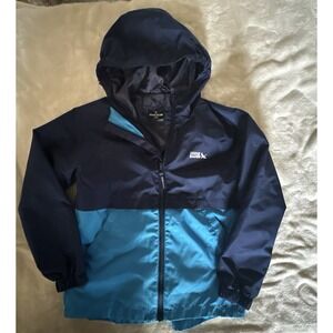 Eddie Bauer Kids Boys Small 7/8 Blue Lightweight Jacket Full Zip Hooded Pockets